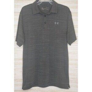Under Armour Loose Heat Gear Polo Shirt Blk/Drk Gray Golf Casual Mens Sz Small